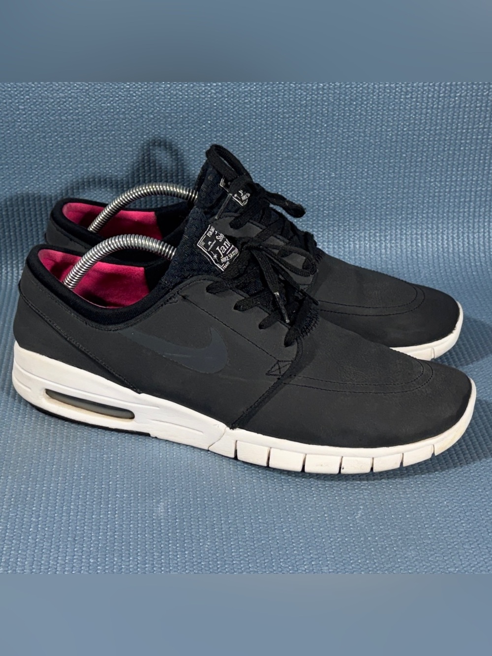 Nike Skateboard Stefan Janoski Air Max Black Leather Shoes Men's Size 10